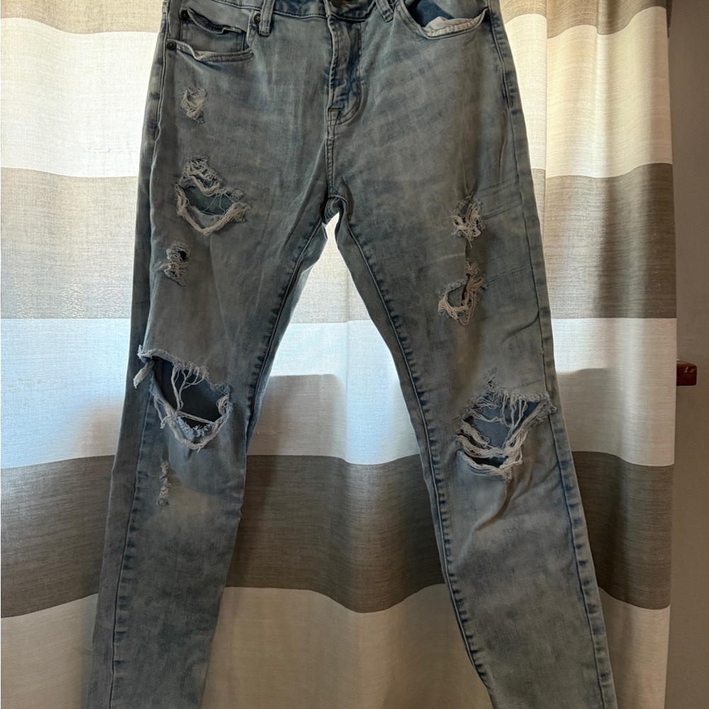 American Eagle Outfitters Light Blue Distressed Skinny Jeans